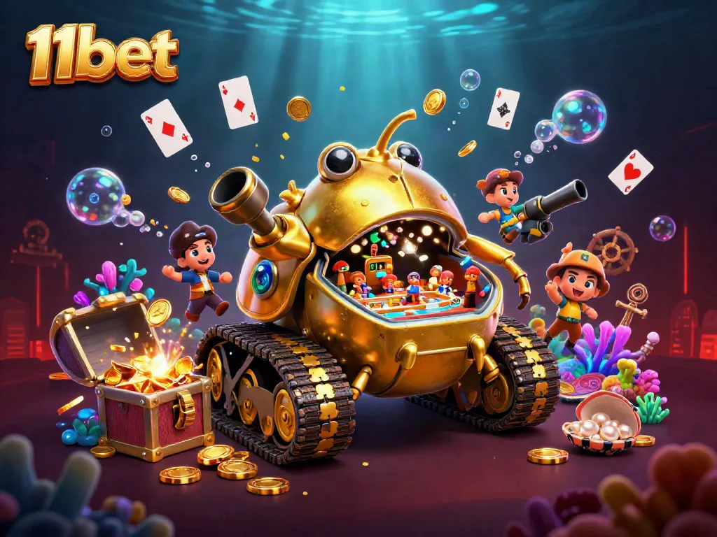 Win with 11bet in an epic 3D casino adventure showcasing a golden beetle tank!