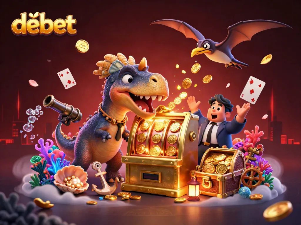 Experience a thrilling jackpot payout at debet with colorful characters and dynamic casino elements.