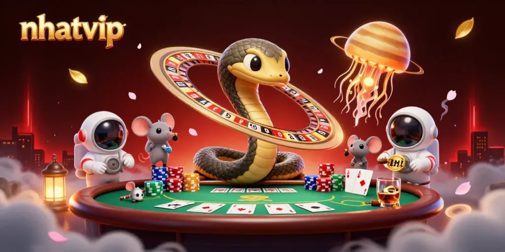 Experience thrilling gameplay with Nhatvip action, featuring dynamic characters in a cosmic casino.