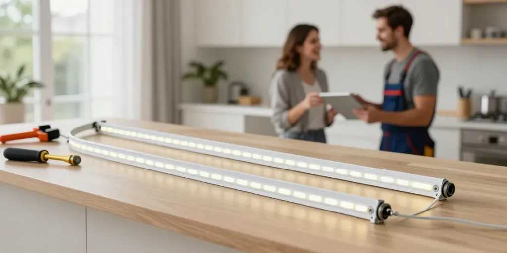 Instalare benzi LED de către un profesionist autorizat în comună, servicii de încredere pentru iluminat economic.