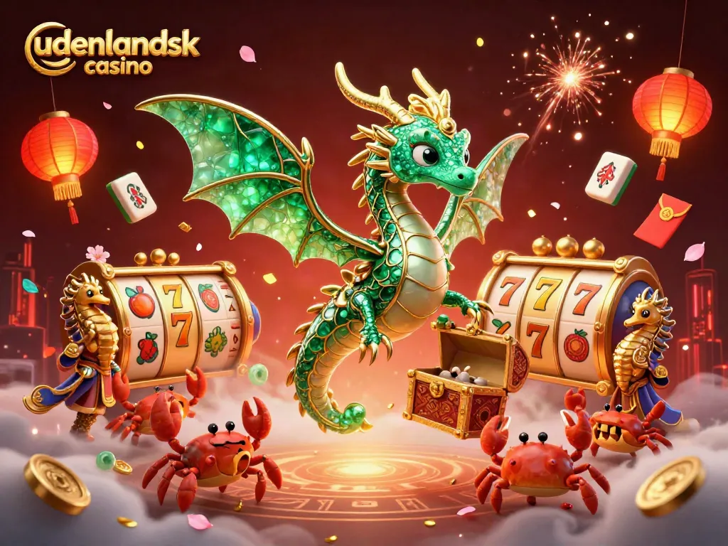 Experience the allure of udenlandsk casino with a majestic sea dragon and rich gambling elements.