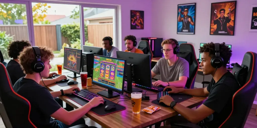 rokok88 slot login game setup with friends enjoying vibrant gaming atmosphere