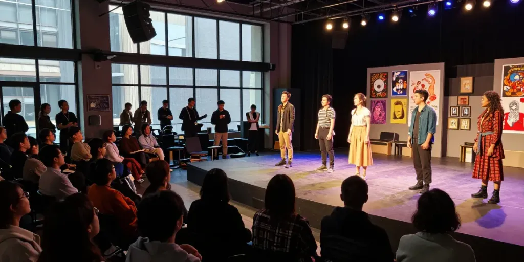 Experience the excitement of rokok88 at a vibrant theatre performance, showcasing drama and culture in a lively atmosphere.