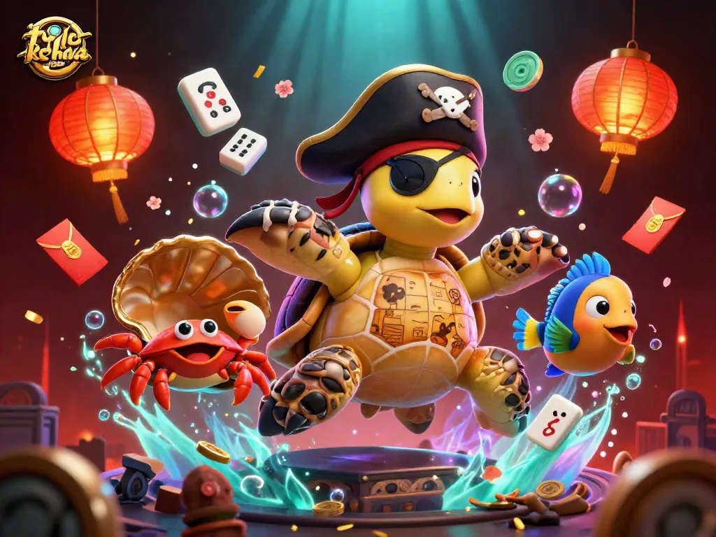 Bet on success with ty le keo nha cai as pirate turtle and friends enjoy underwater treasures.