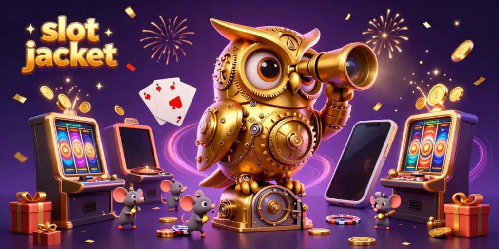 Experience the excitement of slot jackpot gaming with dynamic 3D characters in a vibrant casino scene.
